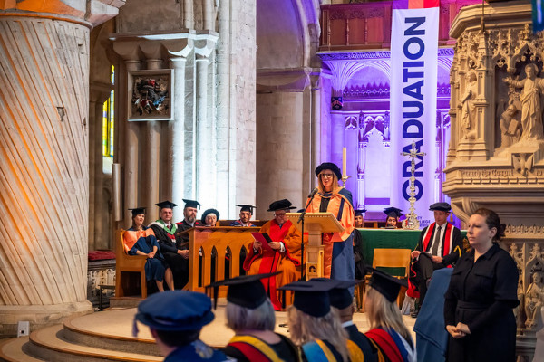 Sara Tough addressing graduates at the ceremony