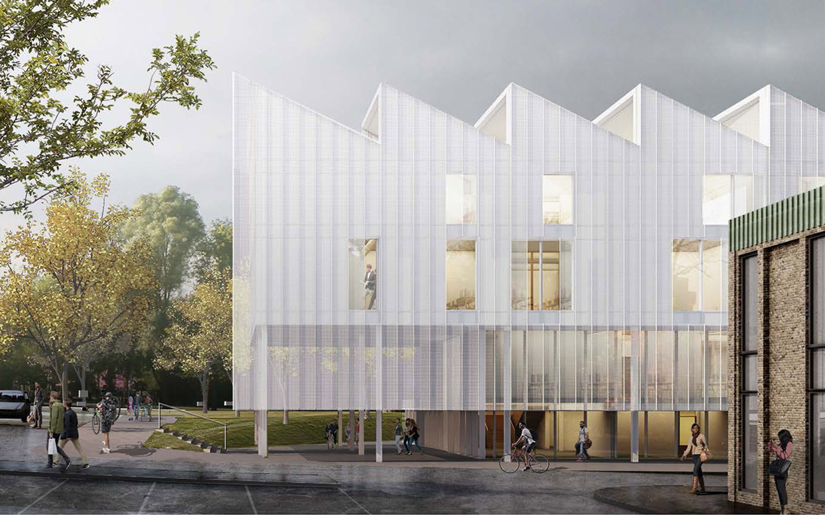 View of the North side of the new Digi Tech Factory Credit Coffey Architects
