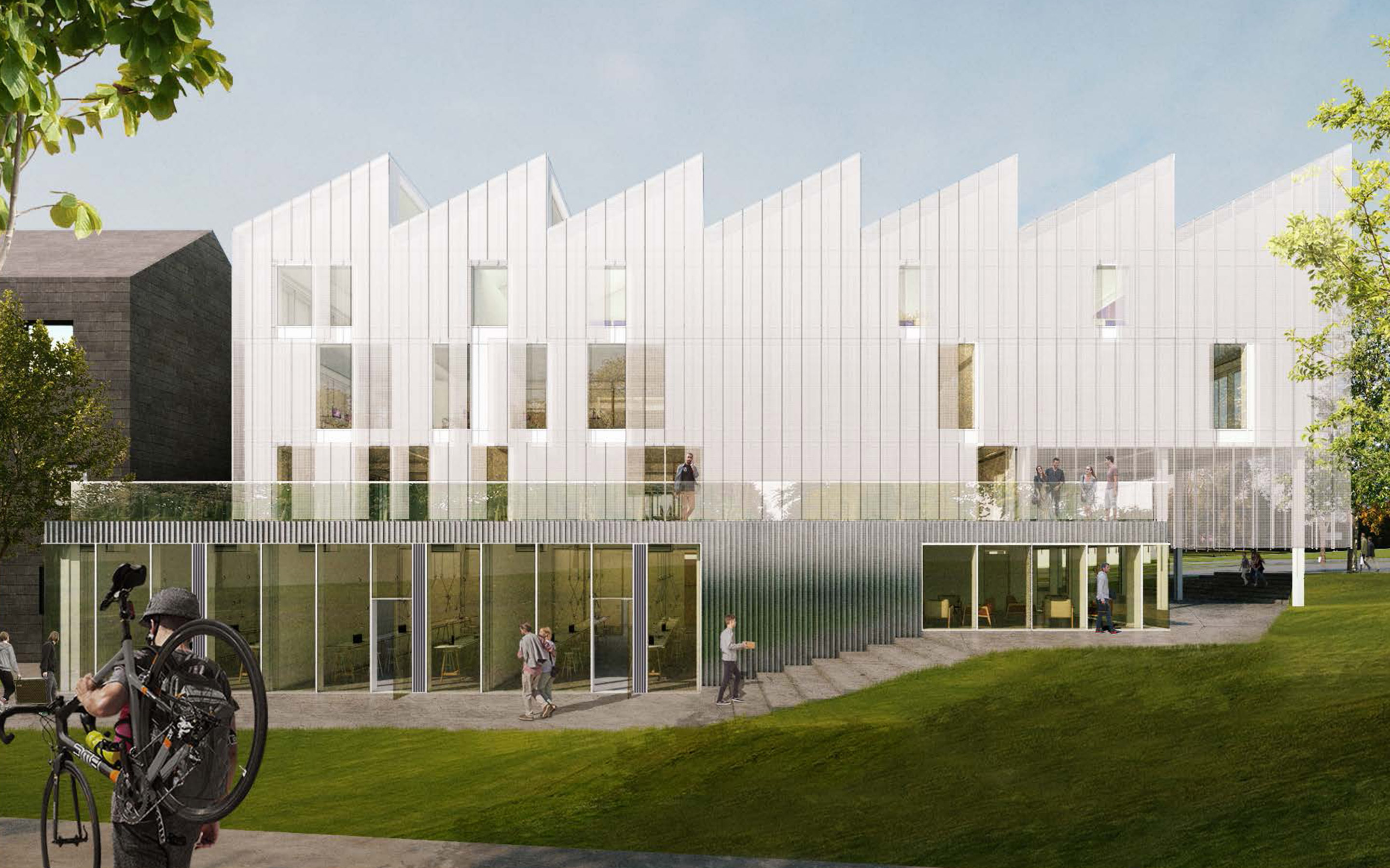 View of the South side of the new Digi Tech Factory Credit Coffey Architects