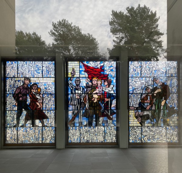 Stained glass window at Sachsenhausen Memorial (site of the former concentration camp).