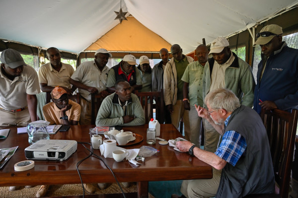 Stephen Spawls delivering a training course in the Maasai Mara, Kenya