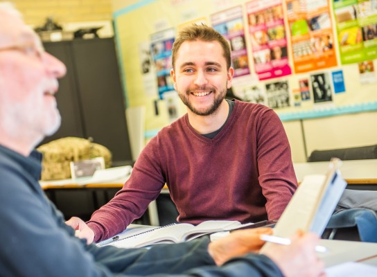 Adult learner and a younger student at City College Norwich