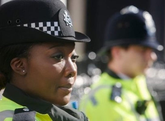 Close up of female police officer in uniform