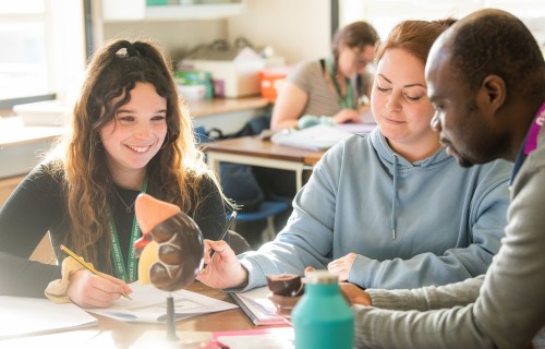 Students in biology class