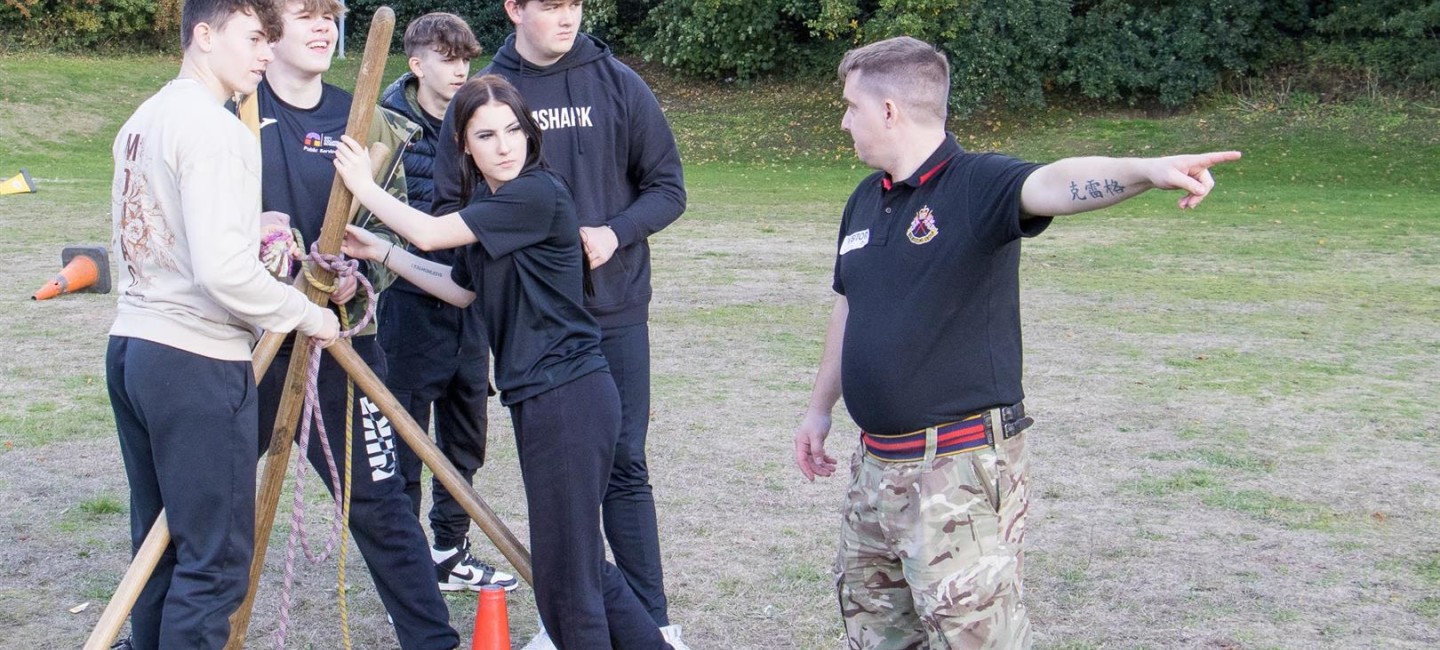 Uniformed Services students taking part in a team building activity with the Army Outreach team CREDIT CITY COLLEGE NORWICH 3 v2