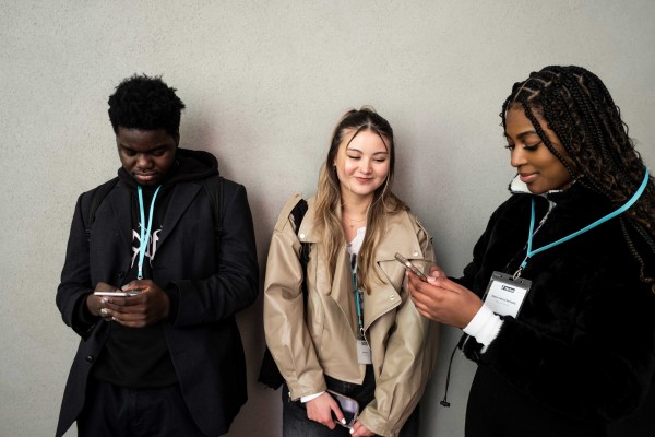 Abdul, Mae and Ciara during their visit to TikTok's UK Head Office in London. (Picture: Erin Patel)