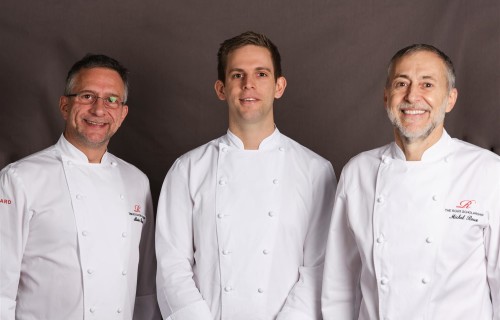Oli Williamson with Alain Roux and Michel Roux Jr Large