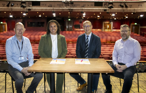 Stephen Wright, Stephen Crocker, Jerry White and Ed Rose signing the MOU at Norwich Theatre Royal, photo credit Norwich Theatre