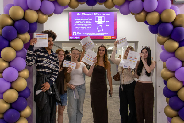 Students from City College Norwich celebrating their Level 3 results.