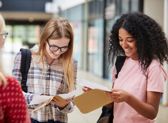 Students receiving results